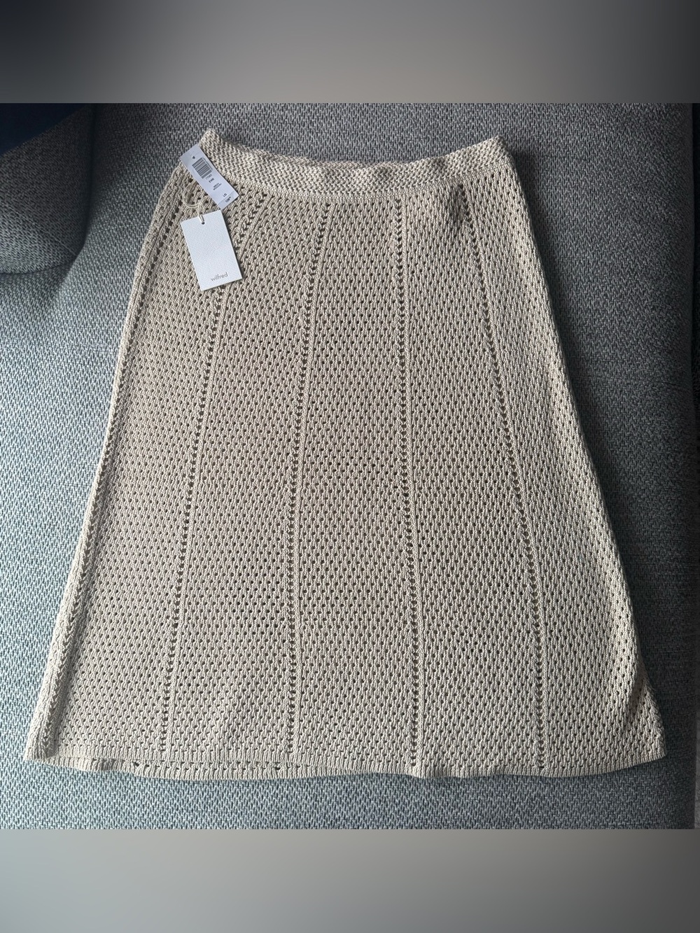 Wilfred Evie Crochet Knit Midi Skirt NWT Birch Beige Size Large